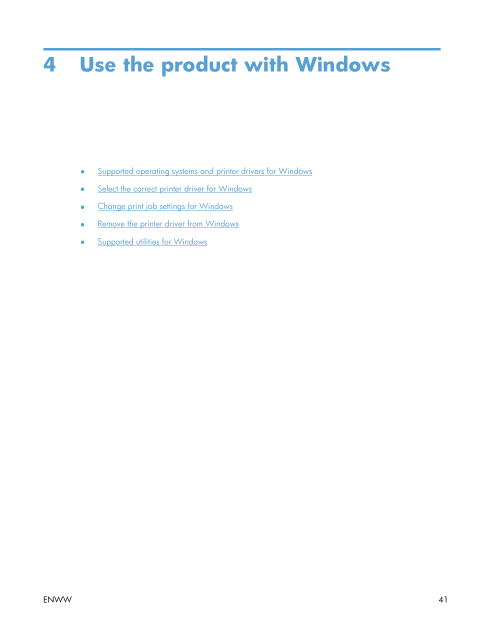 Use the product with windows, 4 use the product with windows | HP Officejet Pro X576 Multifunction Printer series User Manual | Page 57 / 336