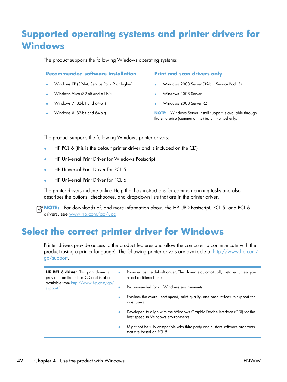 Select the correct printer driver for windows | HP Officejet Pro X576 Multifunction Printer series User Manual | Page 58 / 336