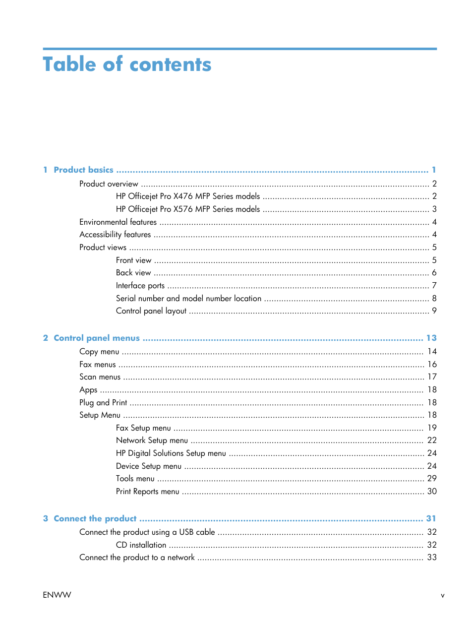 HP Officejet Pro X576 Multifunction Printer series User Manual | Page 7 / 336