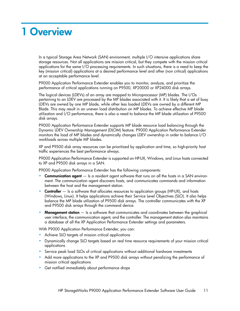 1 overview | HP XP Application Performance Extender Software User Manual | Page 11 / 120