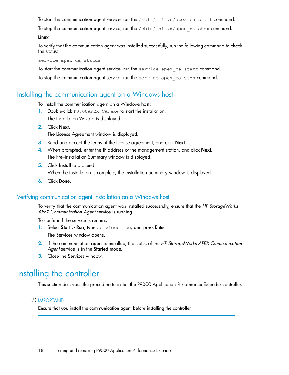 Installing the controller | HP XP Application Performance Extender Software User Manual | Page 18 / 120