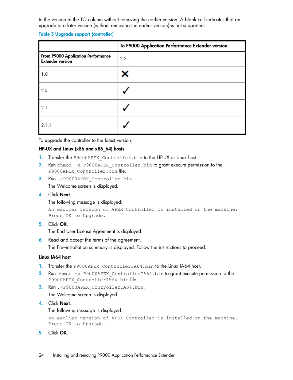 Upgrade support (controller) | HP XP Application Performance Extender Software User Manual | Page 24 / 120