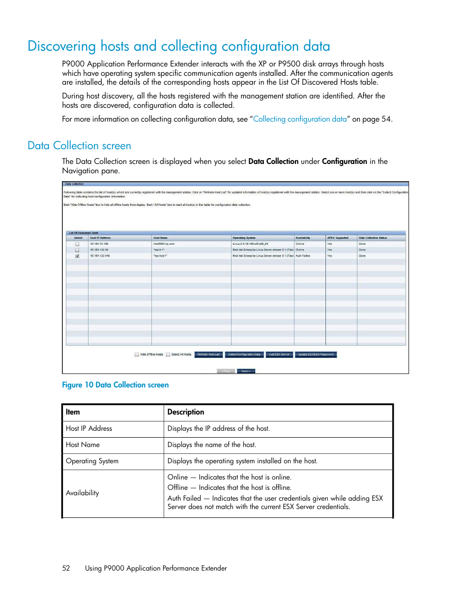 Data collection screen | HP XP Application Performance Extender Software User Manual | Page 52 / 120