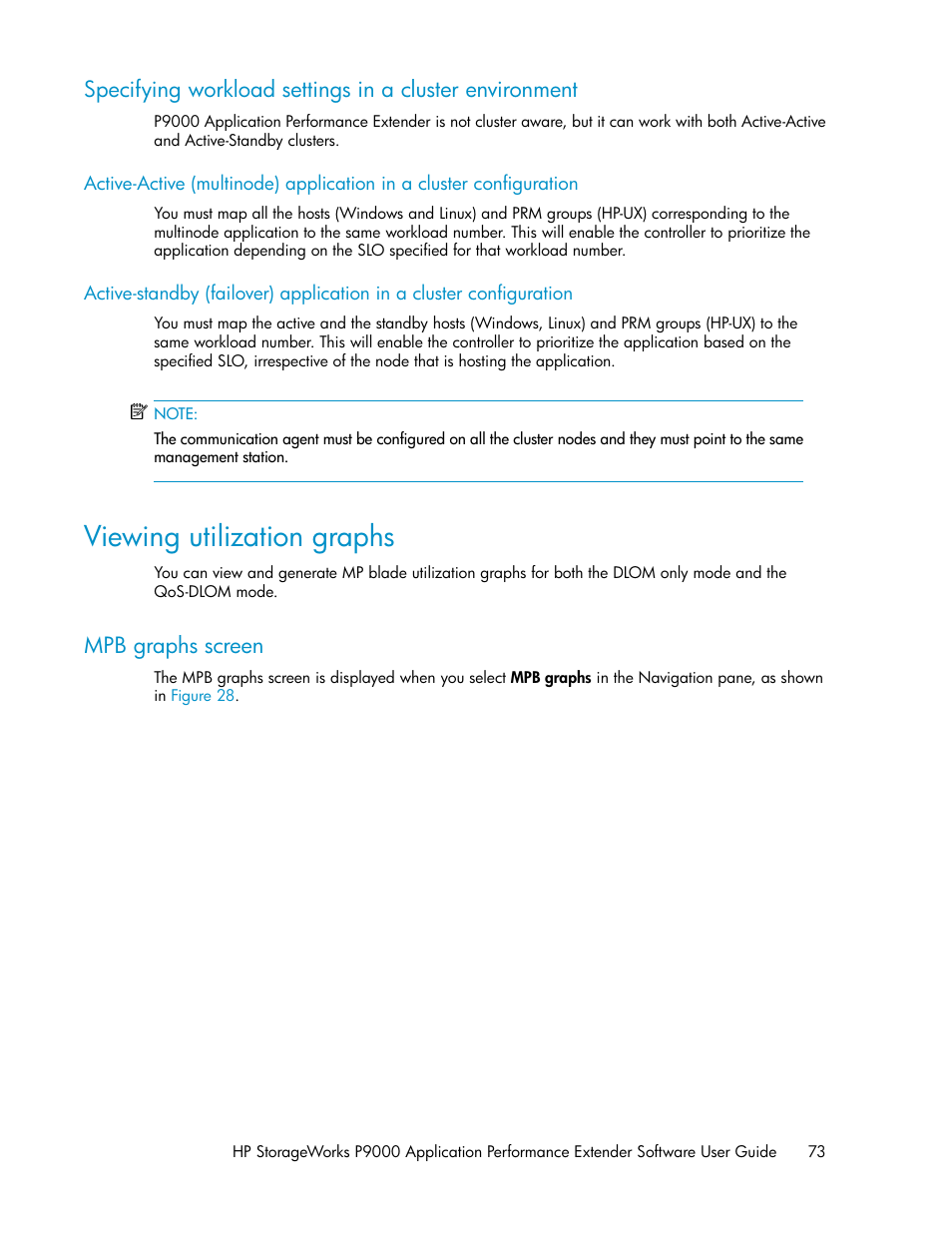 Viewing utilization graphs, Mpb graphs screen | HP XP Application Performance Extender Software User Manual | Page 73 / 120