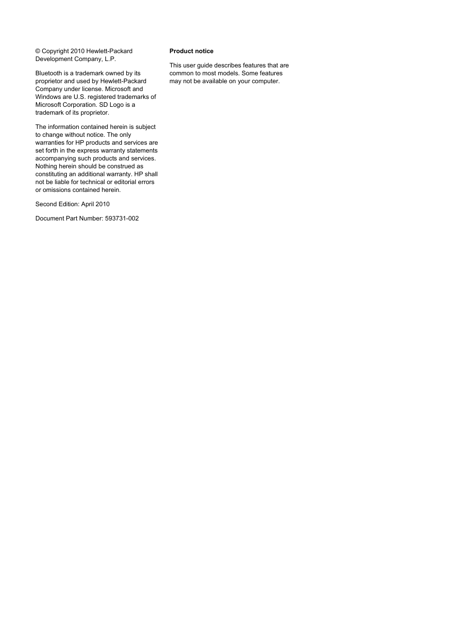 HP Compaq Presario CQ62-225NR Notebook PC User Manual | Page 2 / 126