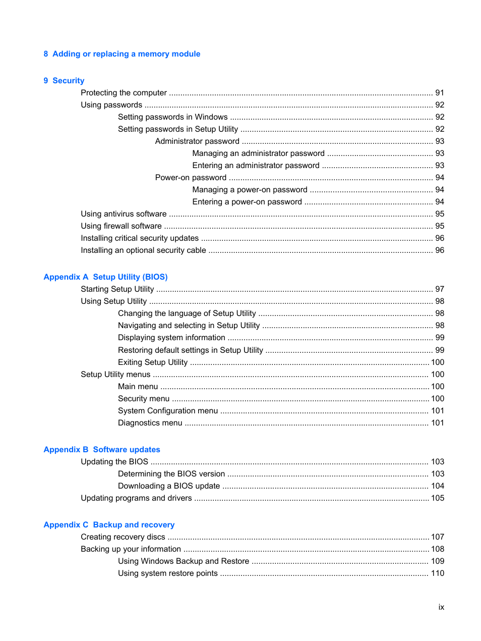 HP Compaq Presario CQ62-225NR Notebook PC User Manual | Page 9 / 126