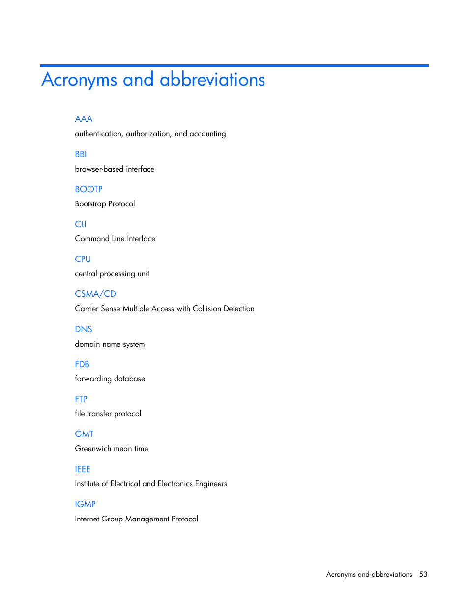 Acronyms and abbreviations | HP ProLiant xw460c Blade Workstation User Manual | Page 53 / 58