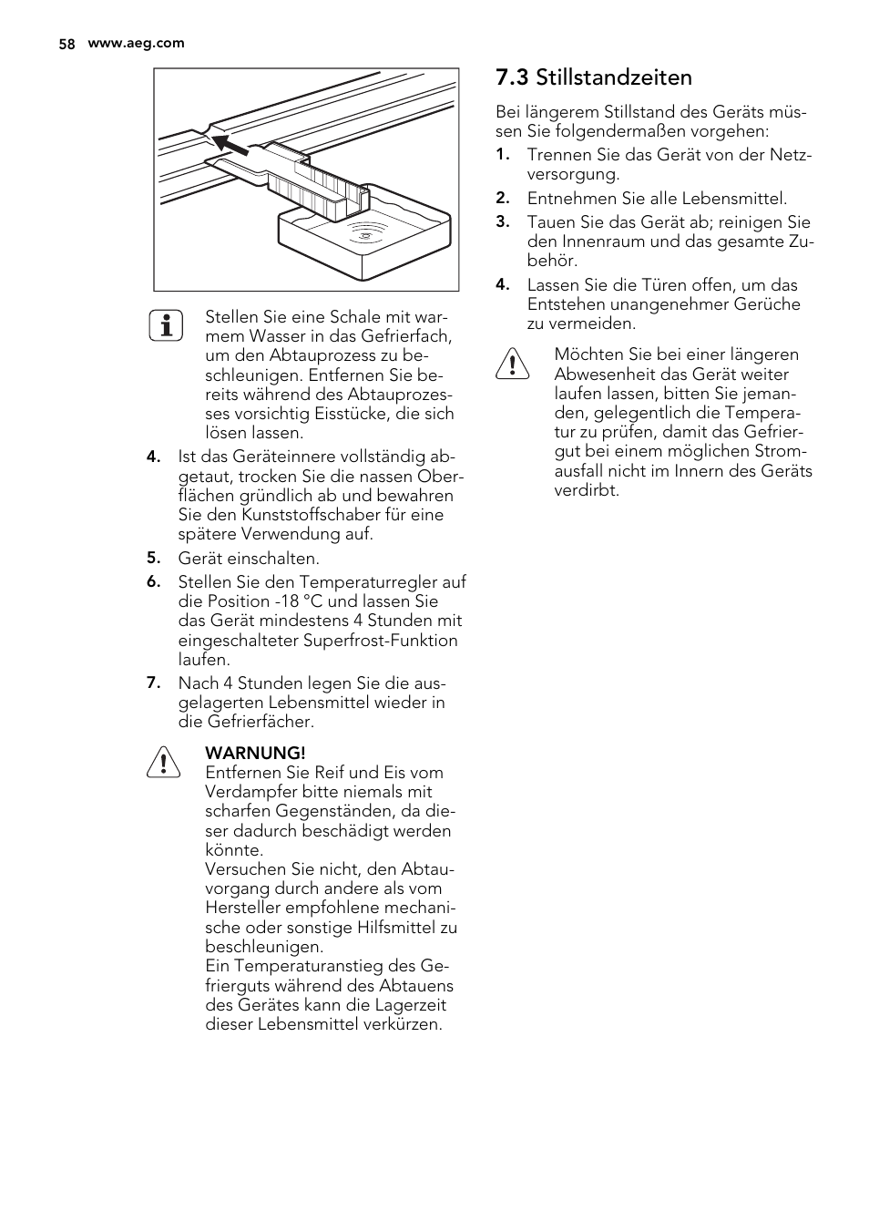 3 stillstandzeiten | AEG A71100TSW0 User Manual | Page 58 / 68