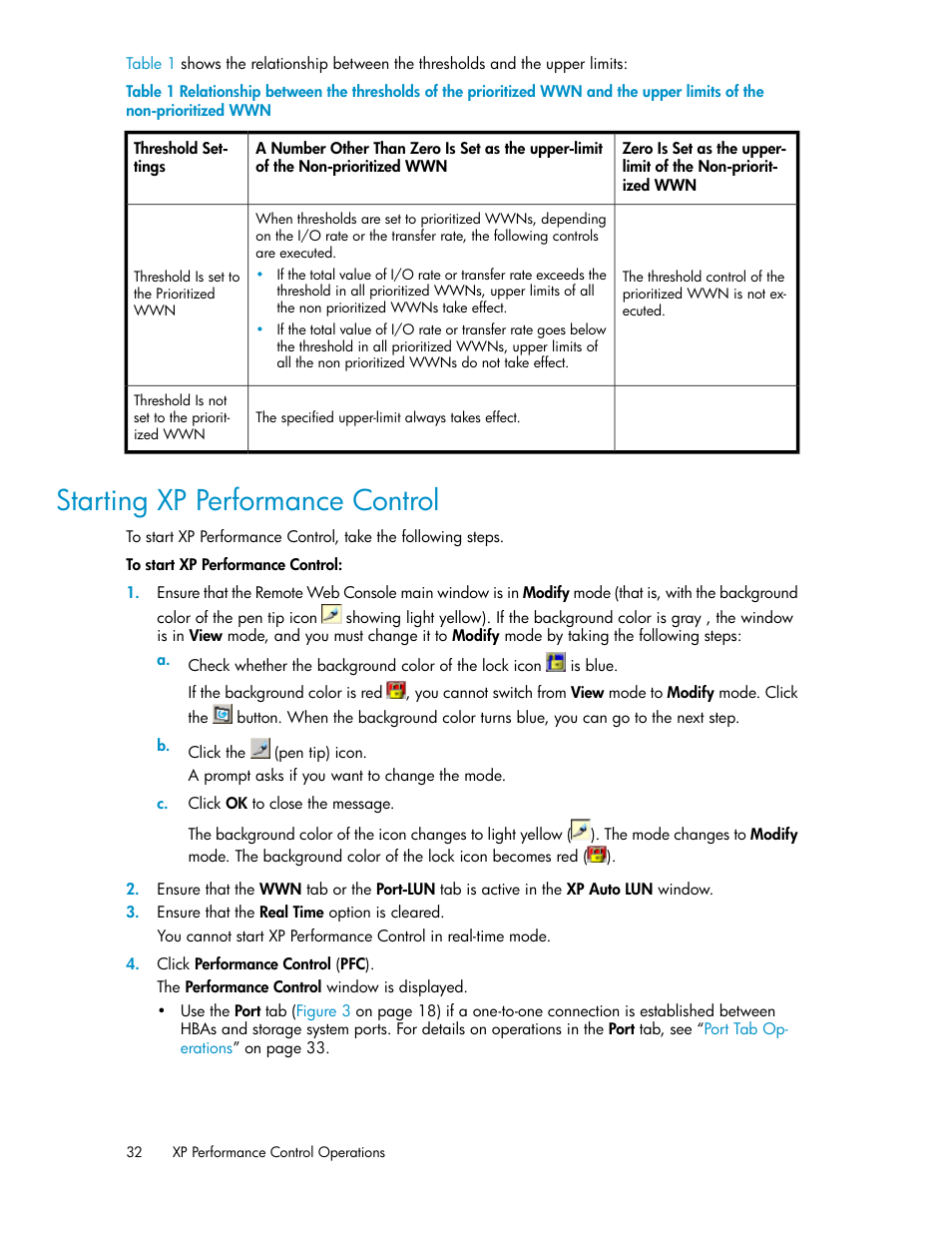 Starting xp performance control | HP XP Array Manager Software User Manual | Page 32 / 56