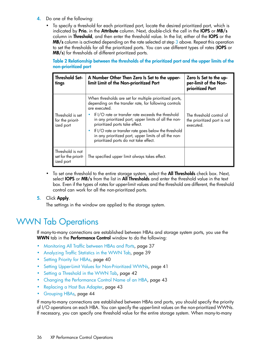 Wwn tab operations, Wwn tab, Operations | HP XP Array Manager Software User Manual | Page 36 / 56