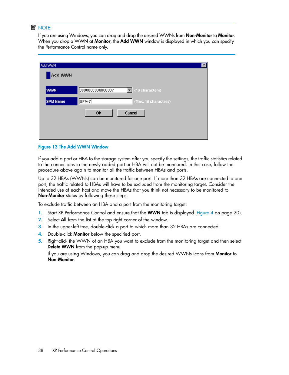 The add wwn window | HP XP Array Manager Software User Manual | Page 38 / 56