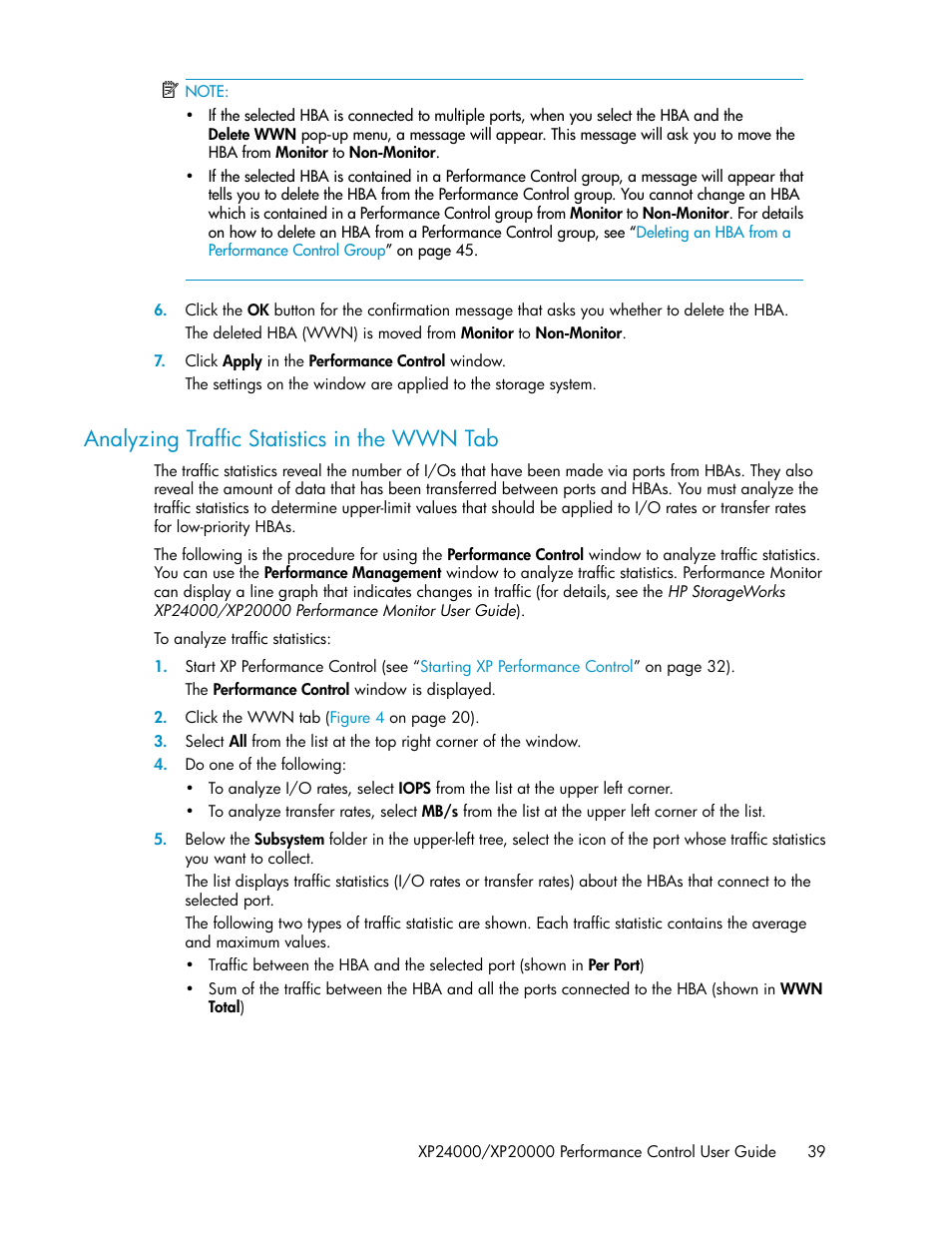 Analyzing traffic statistics in the wwn tab | HP XP Array Manager Software User Manual | Page 39 / 56