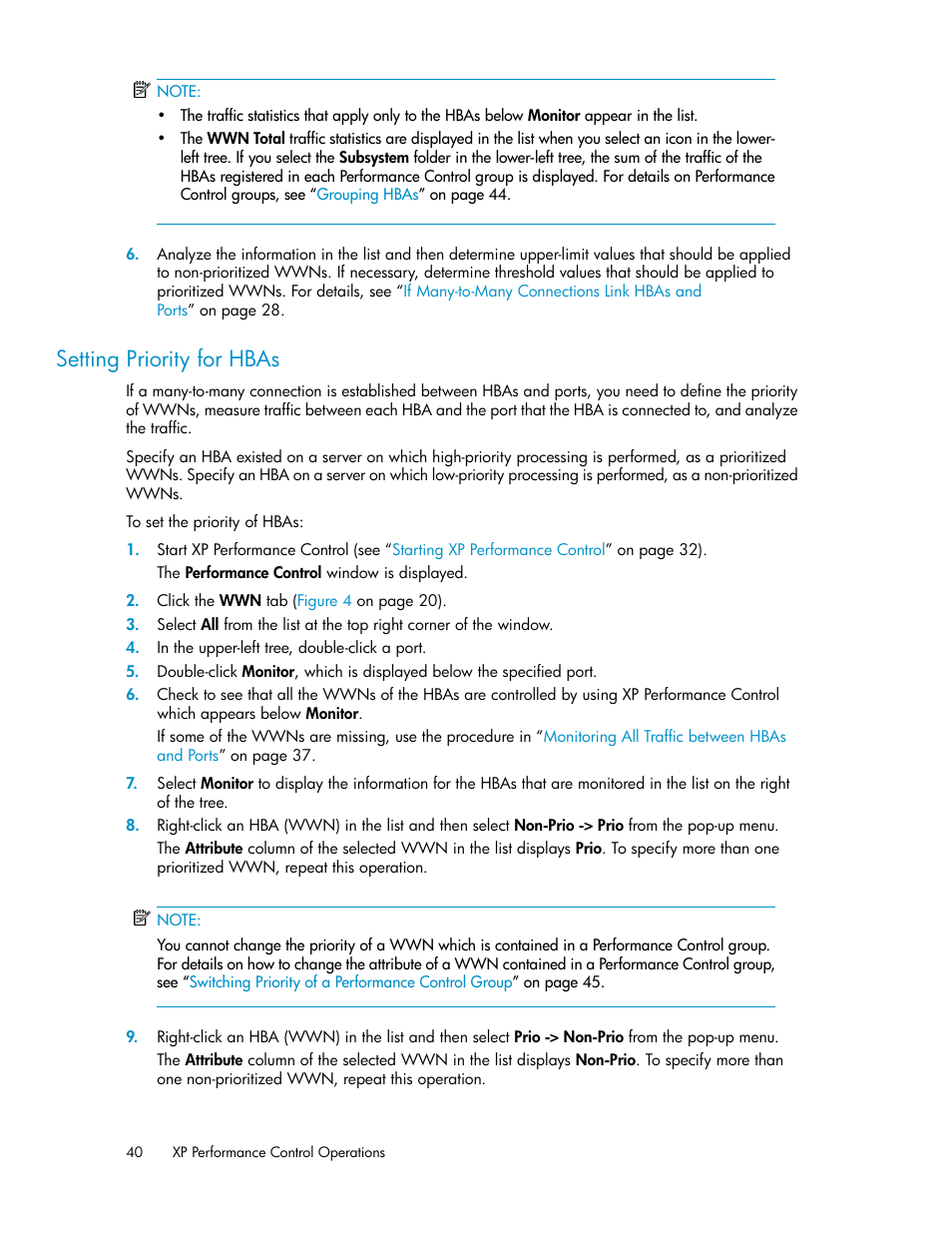 Setting priority for hbas, Setting priority for, Hbas | HP XP Array Manager Software User Manual | Page 40 / 56