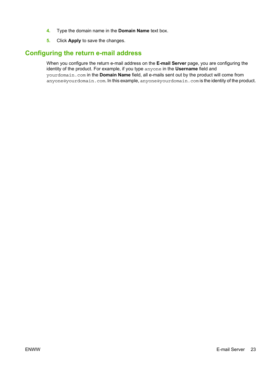 Configuring the return e-mail address | HP LaserJet M9040M9050 Multifunction Printer series User Manual | Page 35 / 106