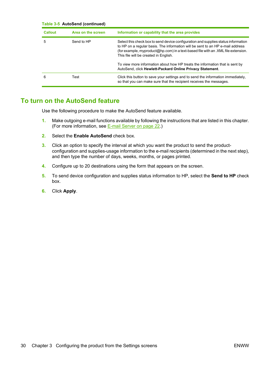 To turn on the autosend feature | HP LaserJet M9040M9050 Multifunction Printer series User Manual | Page 42 / 106