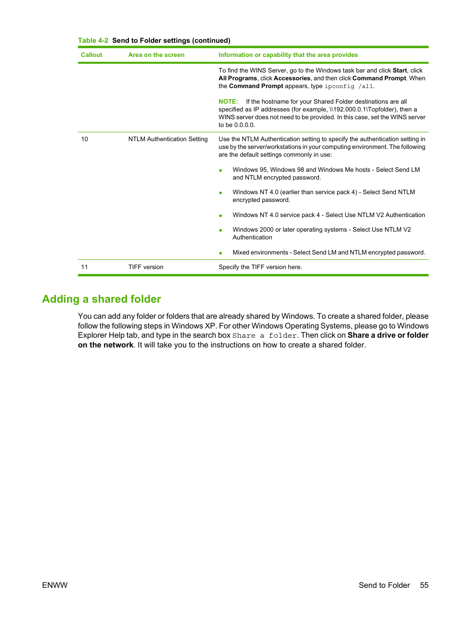 Adding a shared folder | HP LaserJet M9040M9050 Multifunction Printer series User Manual | Page 67 / 106