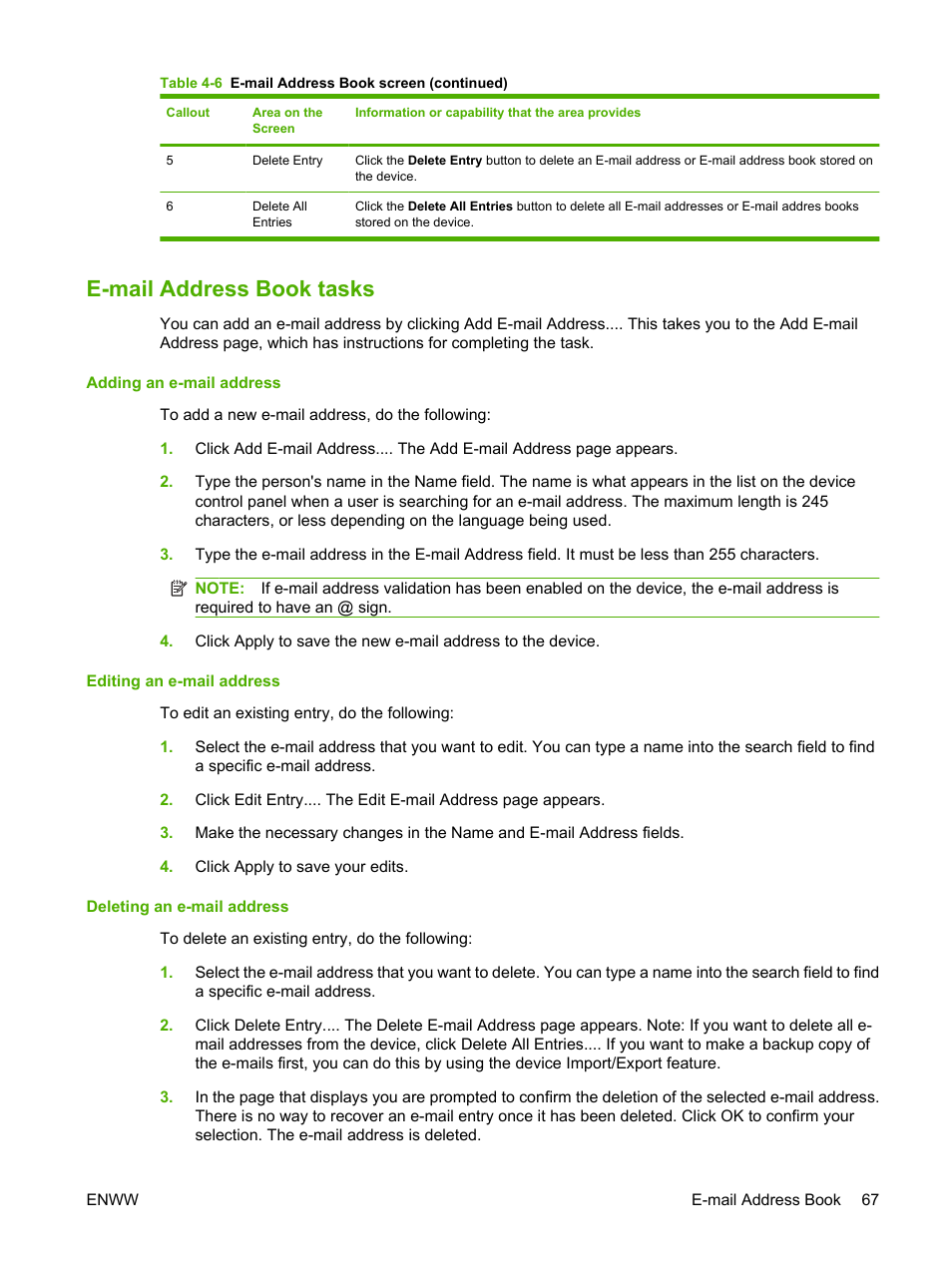 E-mail address book tasks | HP LaserJet M9040M9050 Multifunction Printer series User Manual | Page 79 / 106