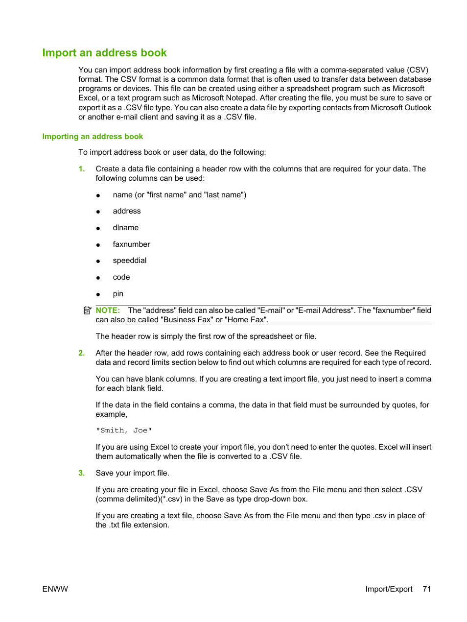 Import an address book | HP LaserJet M9040M9050 Multifunction Printer series User Manual | Page 83 / 106