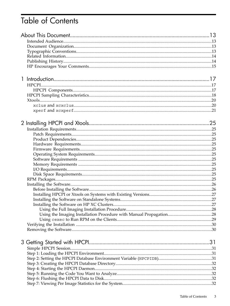 HP XC System 3.x Software User Manual | Page 3 / 131