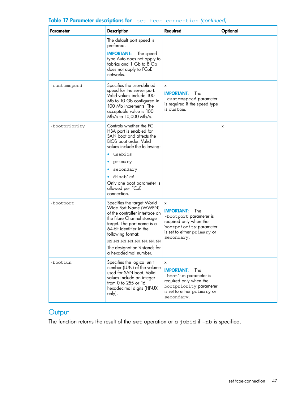 Output | HP Virtual Connect Enterprise Manager Software User Manual | Page 47 / 113