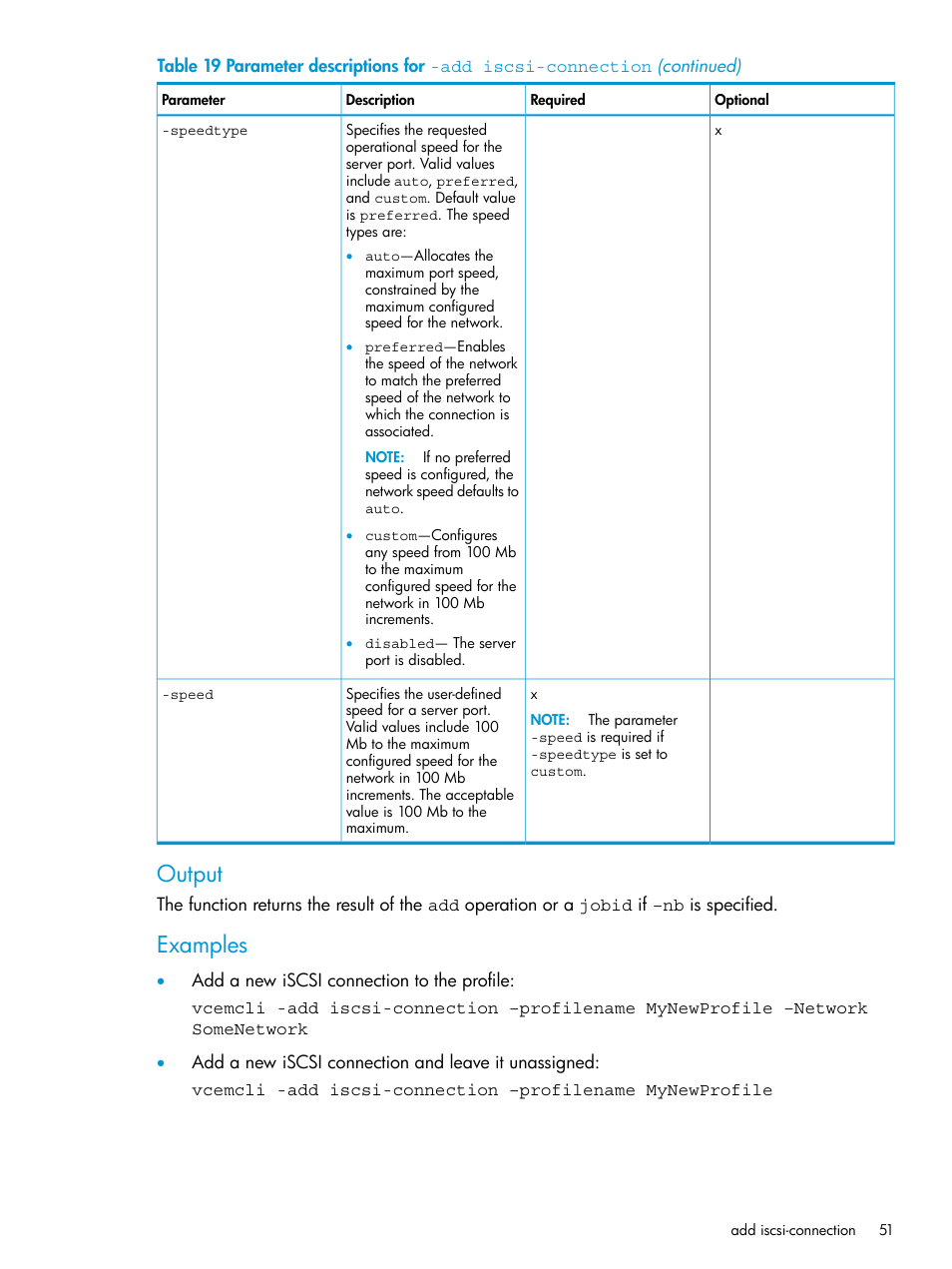 Output, Examples | HP Virtual Connect Enterprise Manager Software User Manual | Page 51 / 113