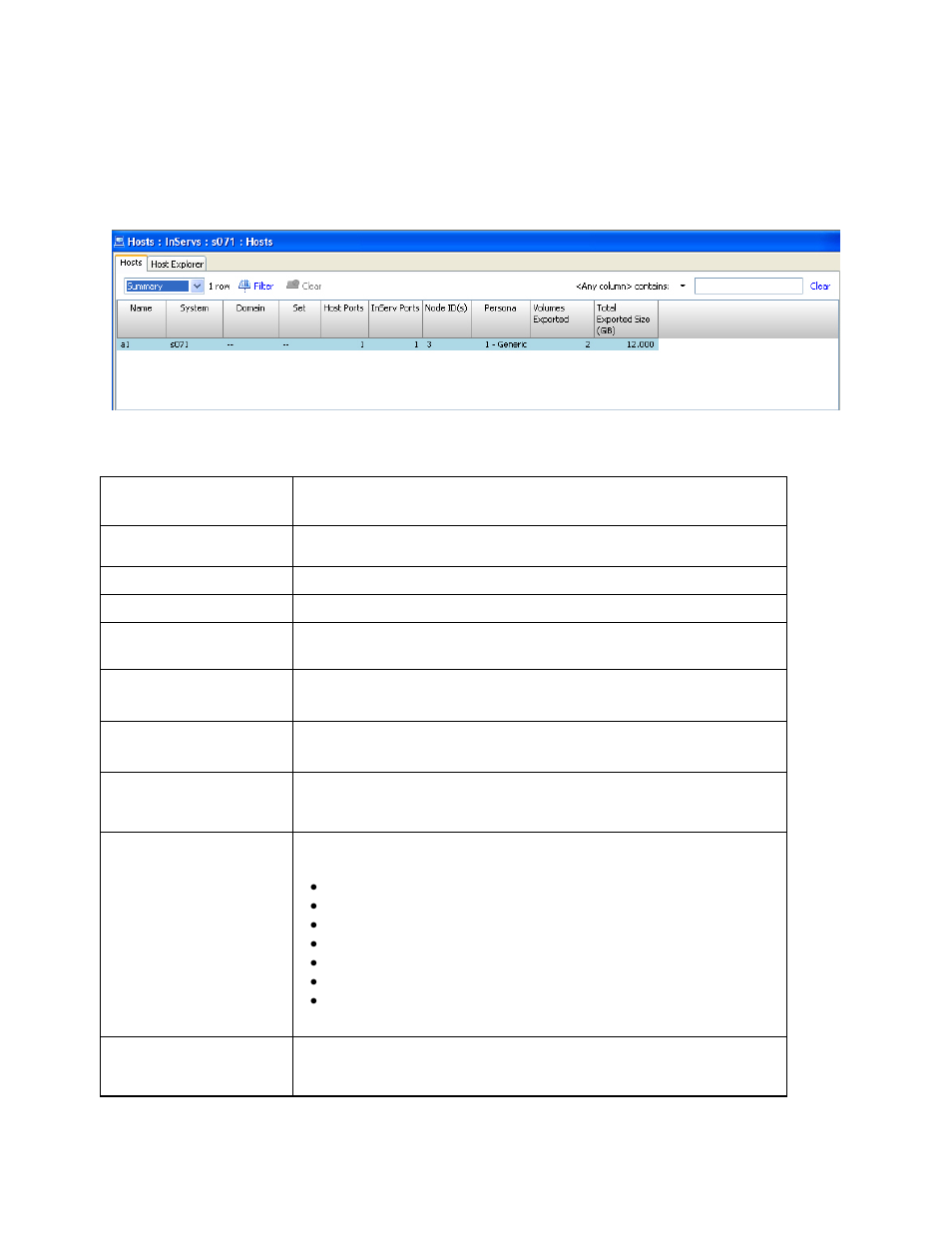 Hosts tab | HP 3PAR T-Class Storage Systems User Manual | Page 190 / 475