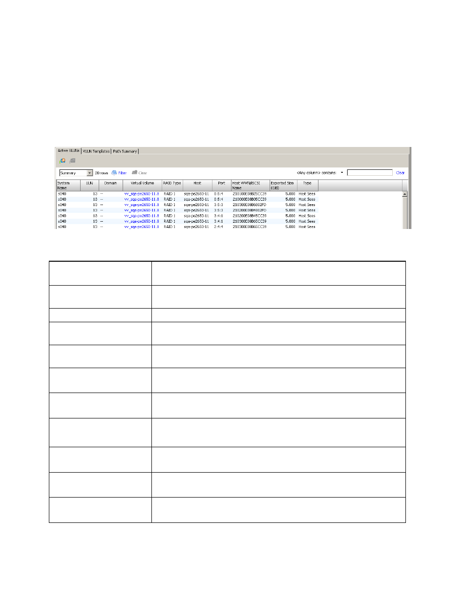 Vluns tab | HP 3PAR T-Class Storage Systems User Manual | Page 270 / 475