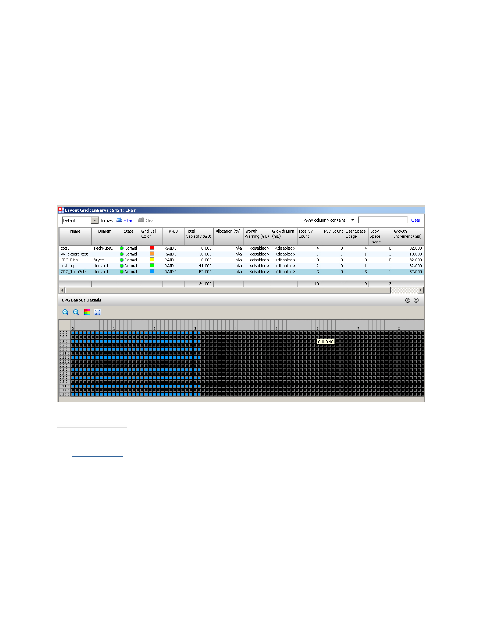 Viewing the cpgs layout screen | HP 3PAR T-Class Storage Systems User Manual | Page 340 / 475