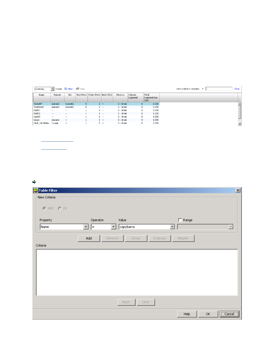 Filtering, Using the complex filter | HP 3PAR T-Class Storage Systems User Manual | Page 41 / 475