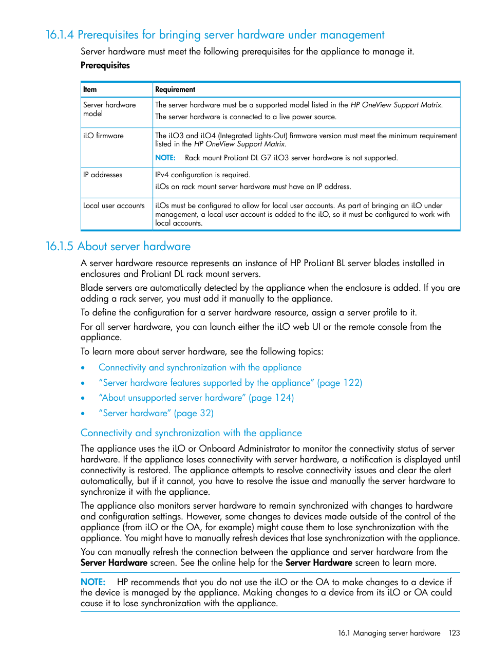 5 about server hardware | HP OneView User Manual | Page 123 / 317