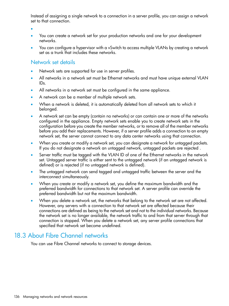 3 about fibre channel networks, Network set details | HP OneView User Manual | Page 136 / 317