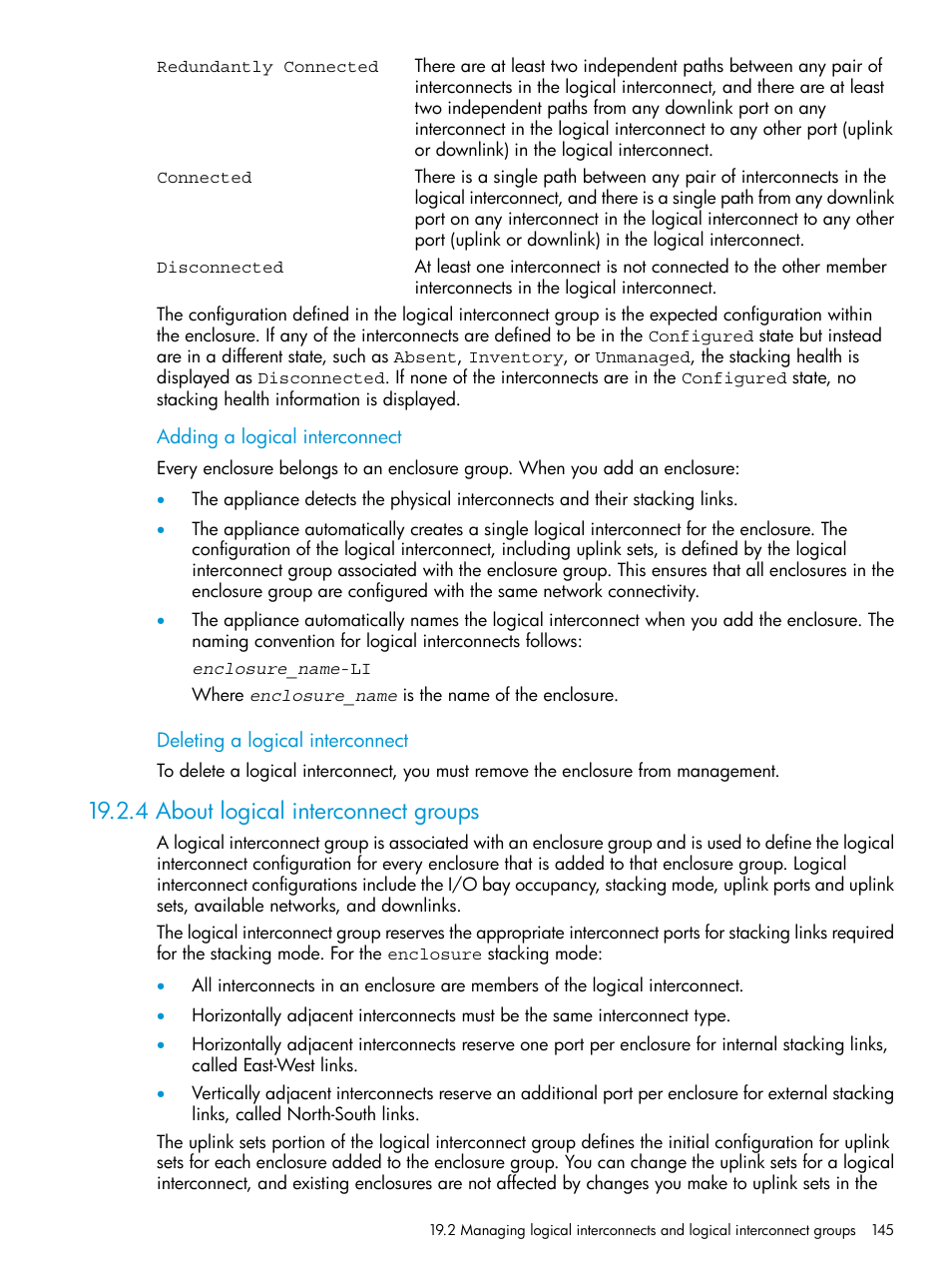 4 about logical interconnect groups | HP OneView User Manual | Page 145 / 317