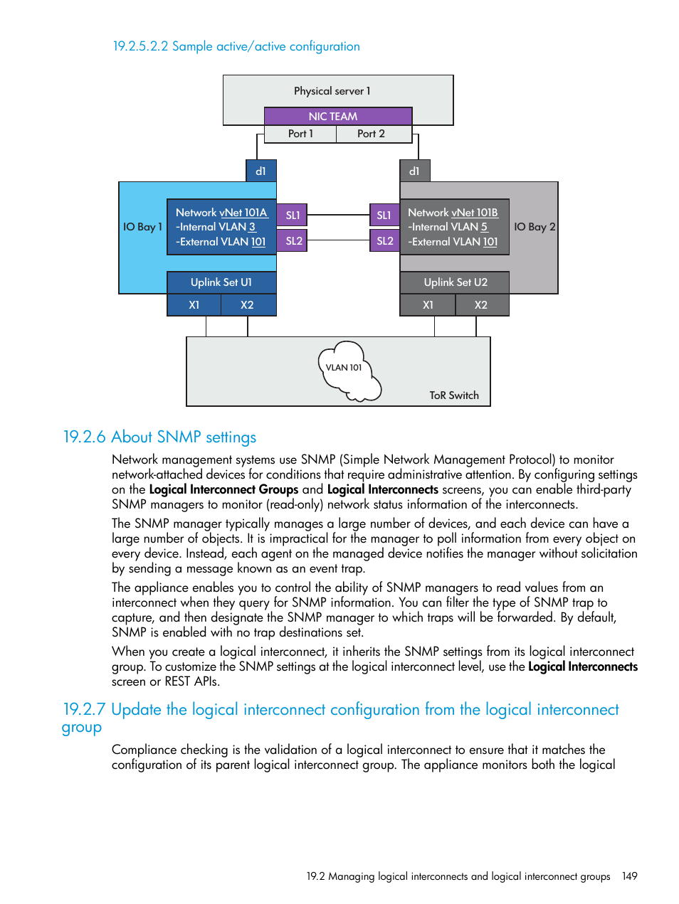 2 sample active/active configuration, 6 about snmp settings | HP OneView User Manual | Page 149 / 317