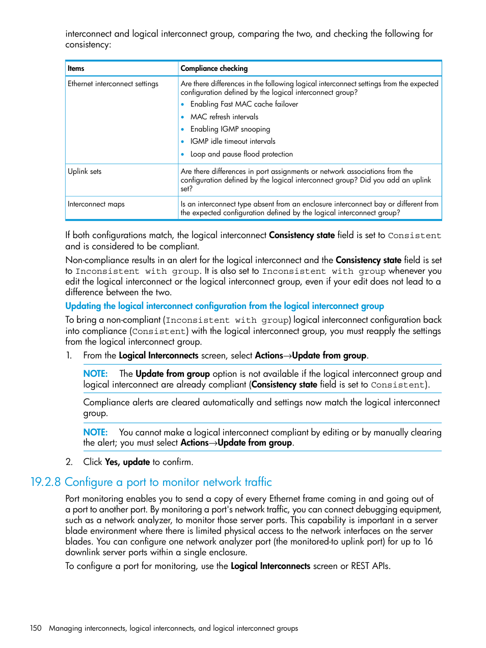 8 configure a port to monitor network traffic | HP OneView User Manual | Page 150 / 317