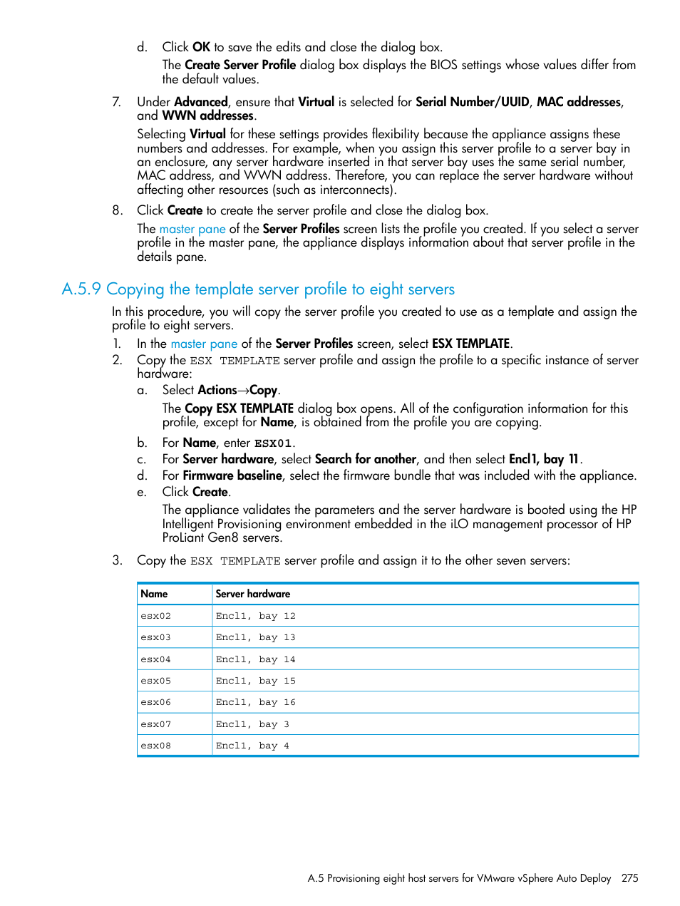 Copying the template server profile | HP OneView User Manual | Page 275 / 317