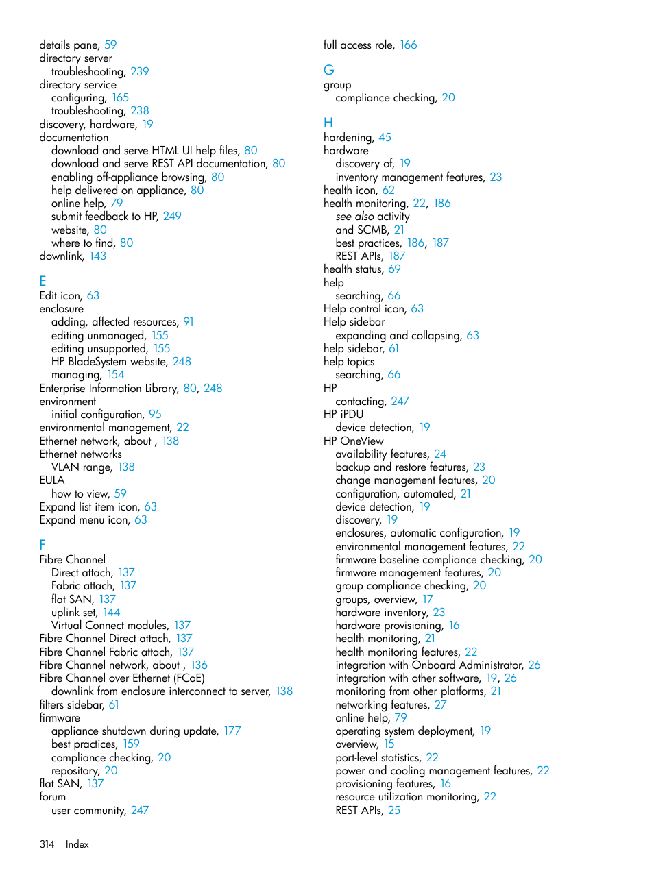 HP OneView User Manual | Page 314 / 317