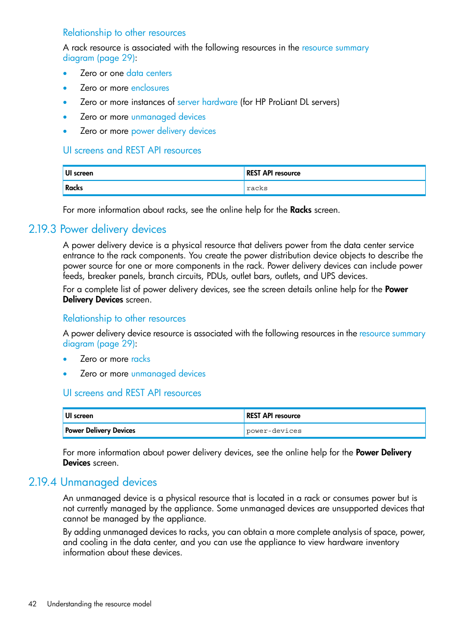 3 power delivery devices, 4 unmanaged devices, Power delivery devices | HP OneView User Manual | Page 42 / 317