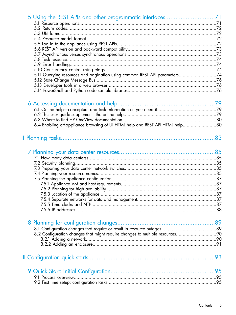 HP OneView User Manual | Page 5 / 317