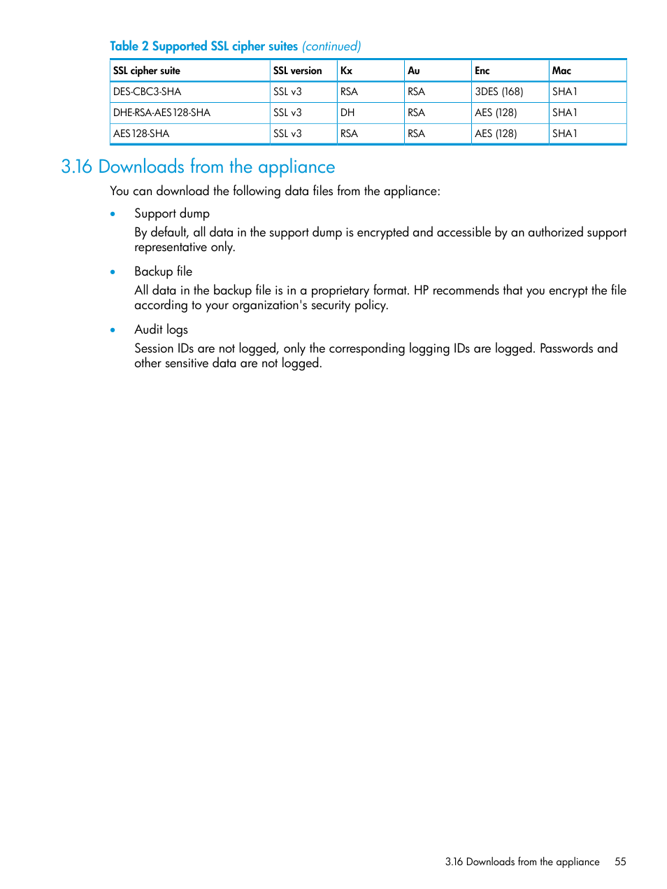 16 downloads from the appliance | HP OneView User Manual | Page 55 / 317