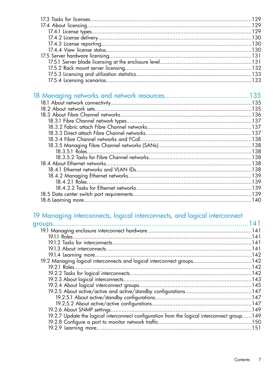 18 managing networks and network resources | HP OneView User Manual | Page 7 / 317
