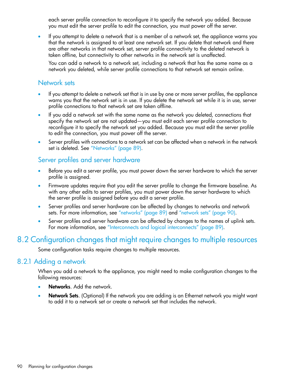 1 adding a network, Network sets, Server profiles and server hardware | HP OneView User Manual | Page 90 / 317