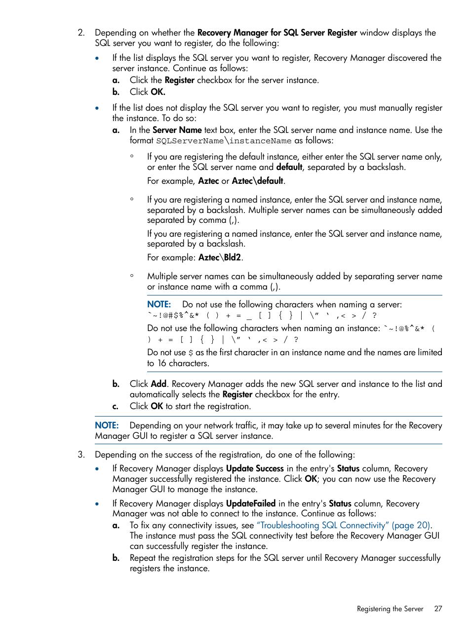 HP 3PAR Recovery Manager Software for Microsoft SQL Server Licenses User Manual | Page 27 / 87