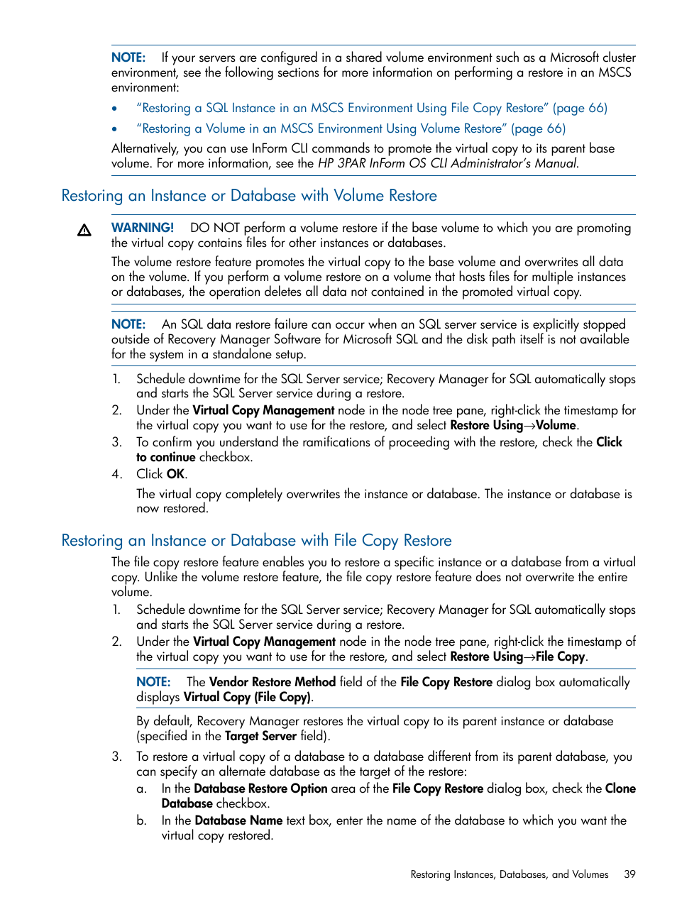 HP 3PAR Recovery Manager Software for Microsoft SQL Server Licenses User Manual | Page 39 / 87