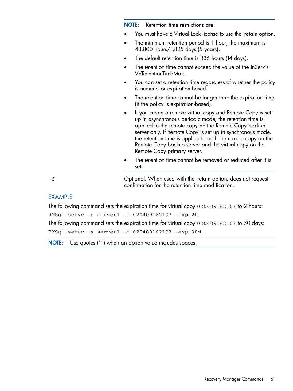 HP 3PAR Recovery Manager Software for Microsoft SQL Server Licenses User Manual | Page 61 / 87