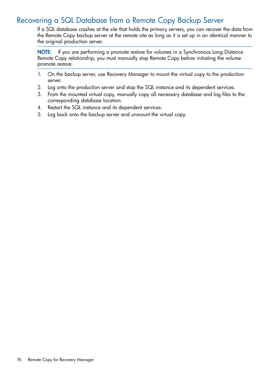 HP 3PAR Recovery Manager Software for Microsoft SQL Server Licenses User Manual | Page 76 / 87