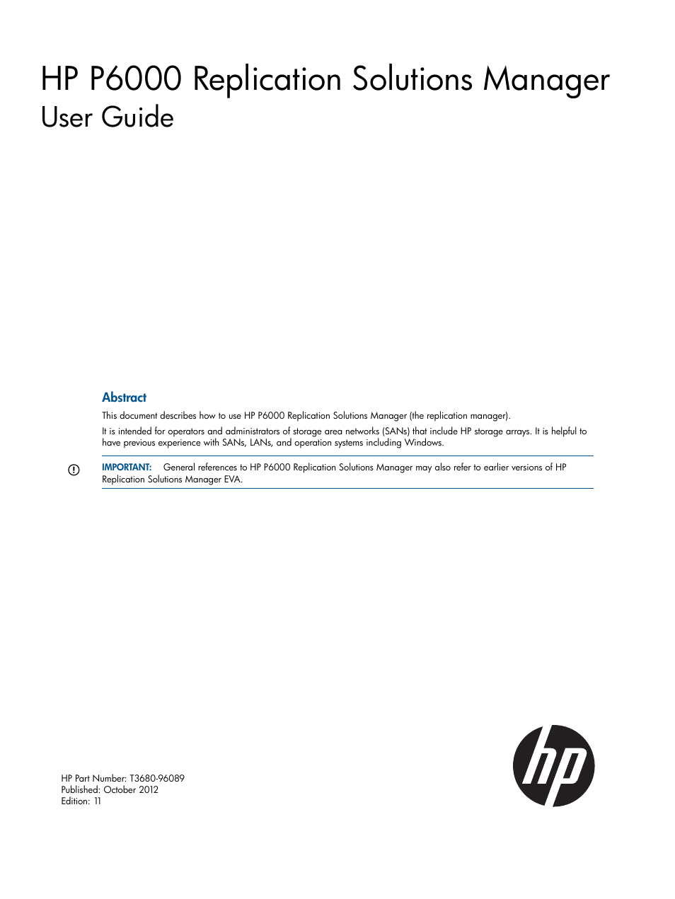 HP P6000 Continuous Access Software User Manual | 296 pages