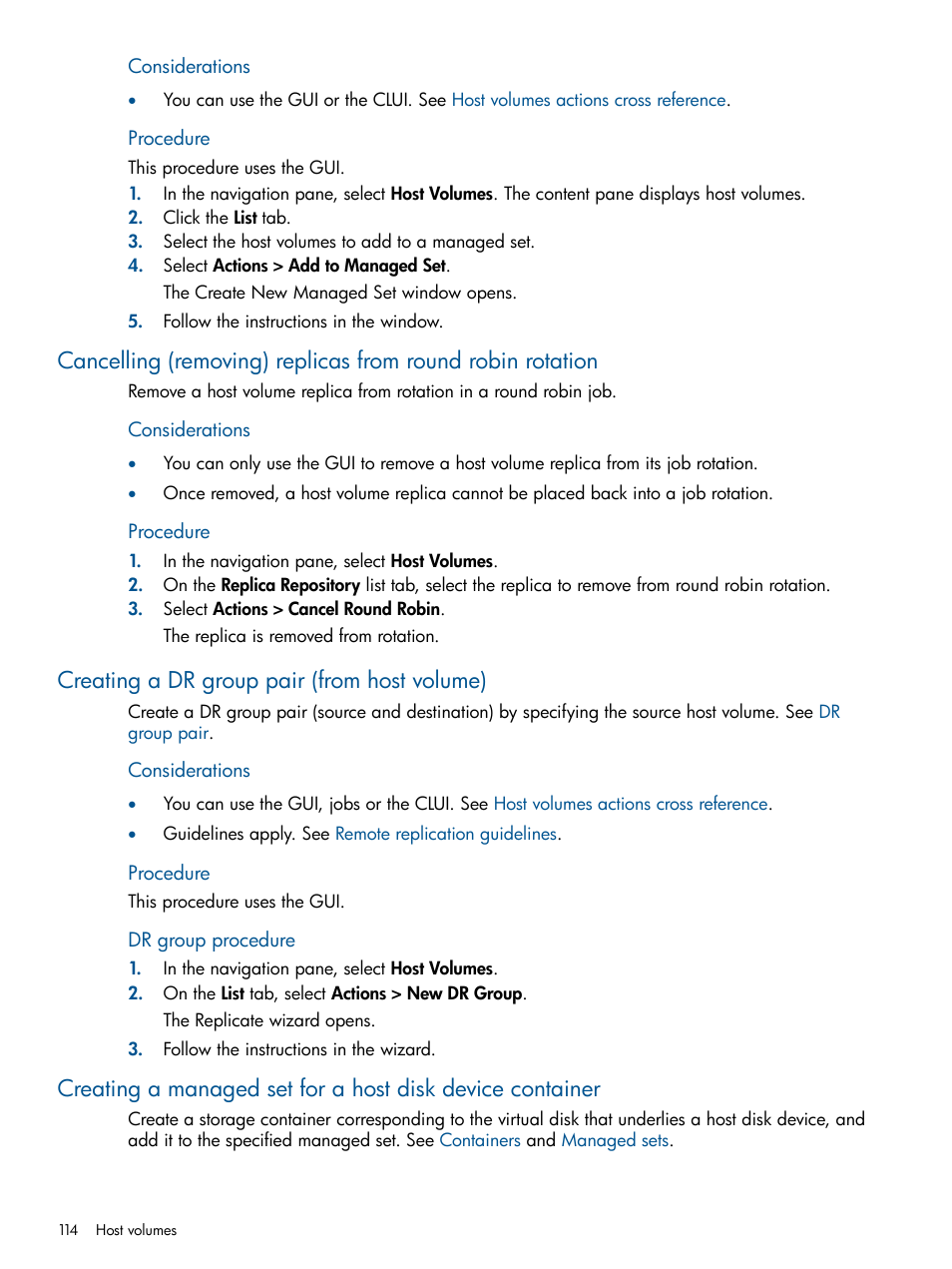 Creating a dr group pair (from host volume), Procedure | HP P6000 Continuous Access Software User Manual | Page 114 / 296