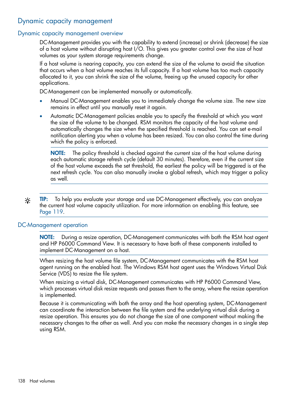 Dynamic capacity management, Dynamic capacity management overview, Dc-management operation | HP P6000 Continuous Access Software User Manual | Page 138 / 296