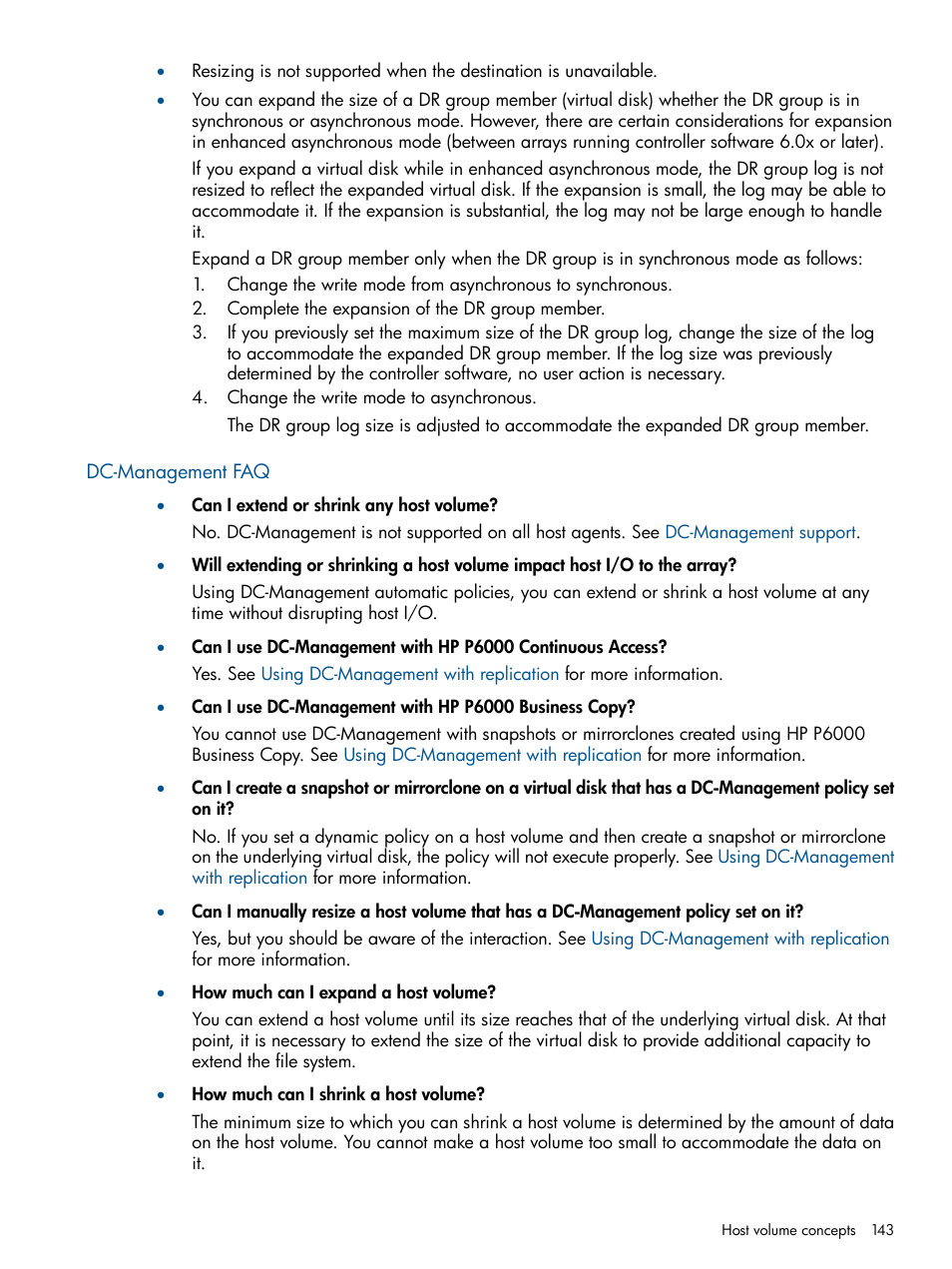 Dc-management faq | HP P6000 Continuous Access Software User Manual | Page 143 / 296
