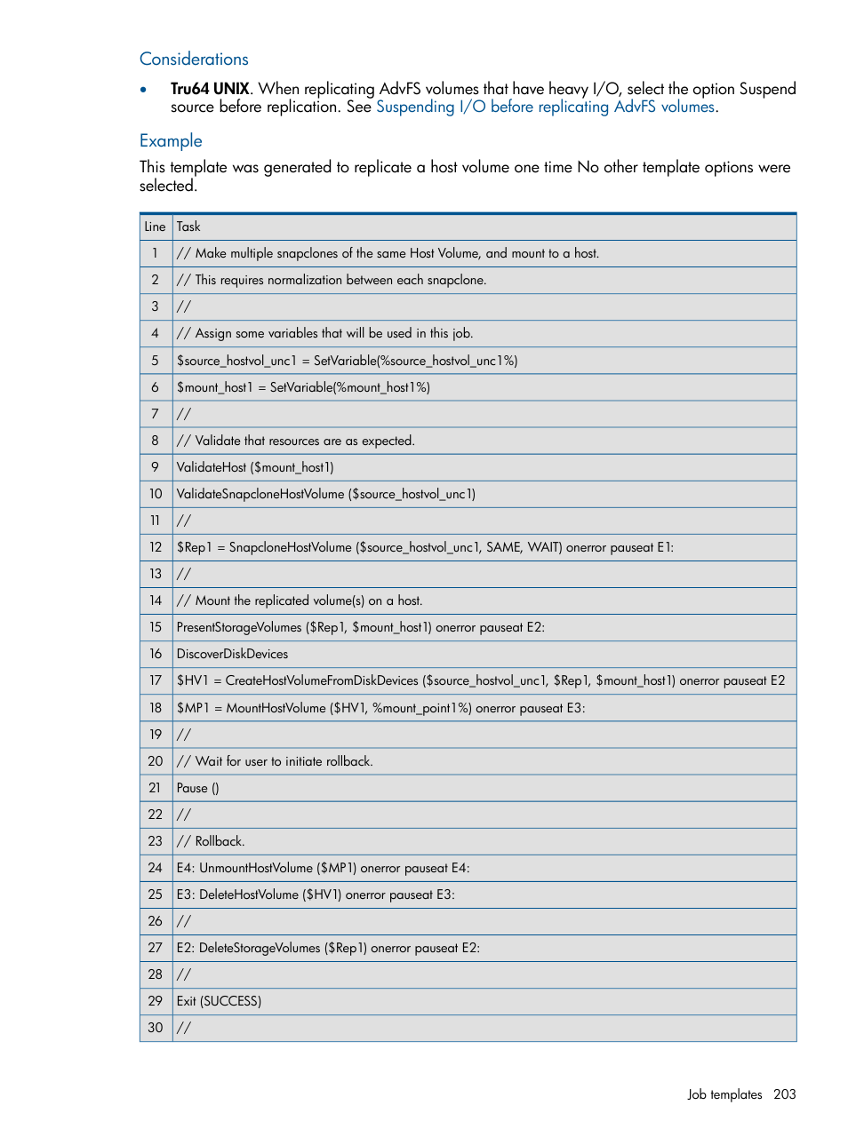 Considerations, Example | HP P6000 Continuous Access Software User Manual | Page 203 / 296